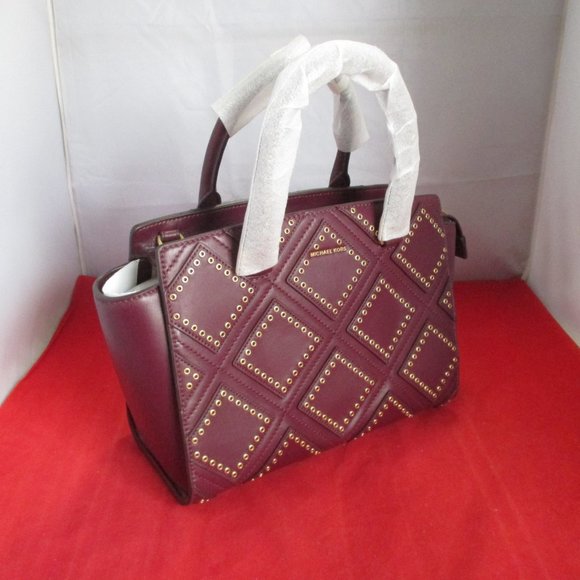 Michael Kors Selma Purple Bags & Handbags for Women for sale  Michael Kors Selma Medium Grommet Top Zip Satchel $498 Plum #051